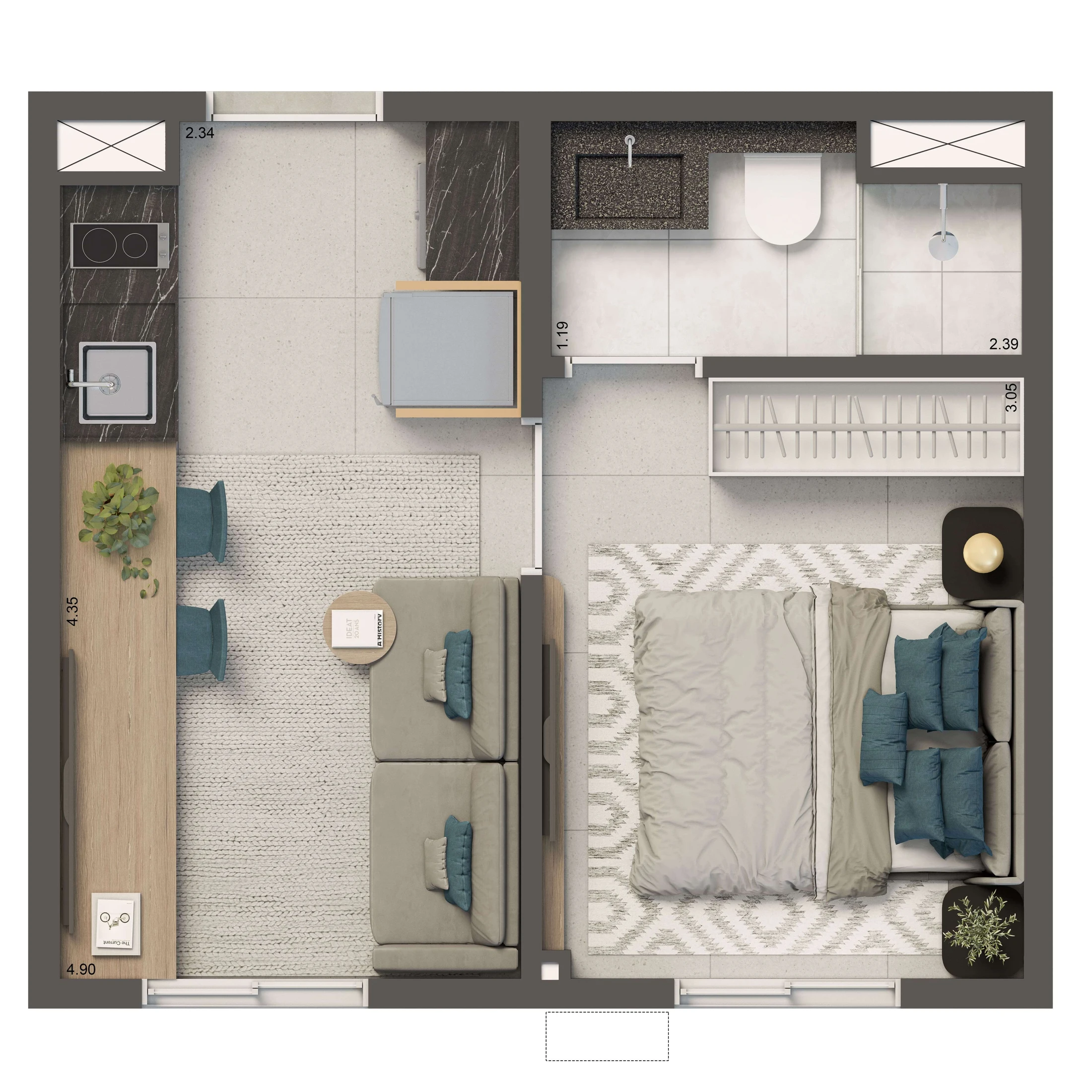 Planta Opção 24m² | 1 dorm.