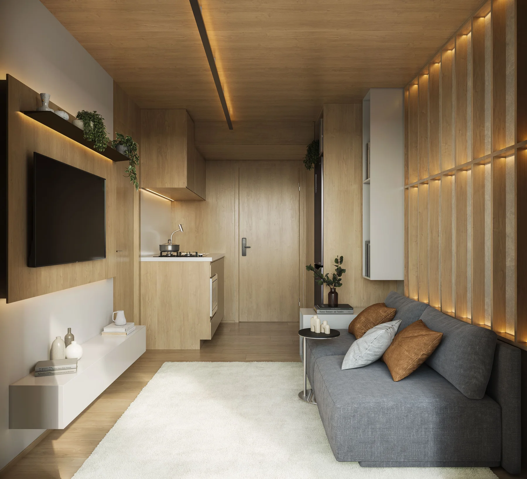 Today Alto da Boa Vista — Perspectiva artística do Living do Apartamento de 1 Dorm - 29m²